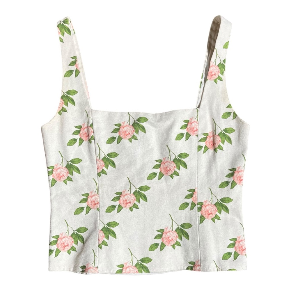 Cami NYC Floral Print Top in White and Pink